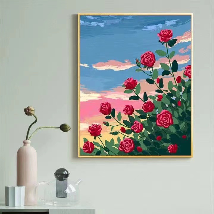 Manual DIY productos de pintura al óleo de estilo chino, plantas, flores, paisajes decorativos estéticos, pintura colgante, nicho fresco, pintura a mano