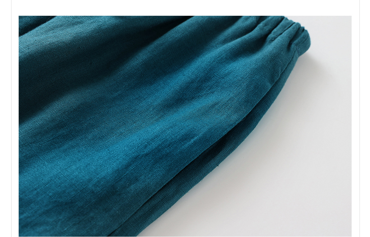 Bộ vest áo khoác cổ chữ V và quần vải lanh phong cách Trung Quốc lụa tằm — Quần màu chàm, áo vest đen chi tiết 12