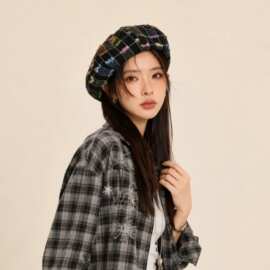 复古贝雷帽子女春夏季韩版格子时尚报童帽文艺百搭画家帽遮阳