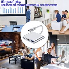 typec轉hdmi三合一拓展塢 電視機投影儀轉接器hub集線器擴展塢