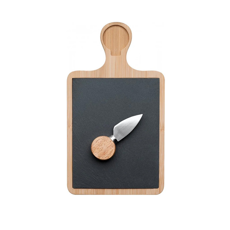 Bamboo Wood Chopping Board Household Tray with Rock Board Creative Western Steak Cooked Food Board Outdoor Portable Cheese Board suit