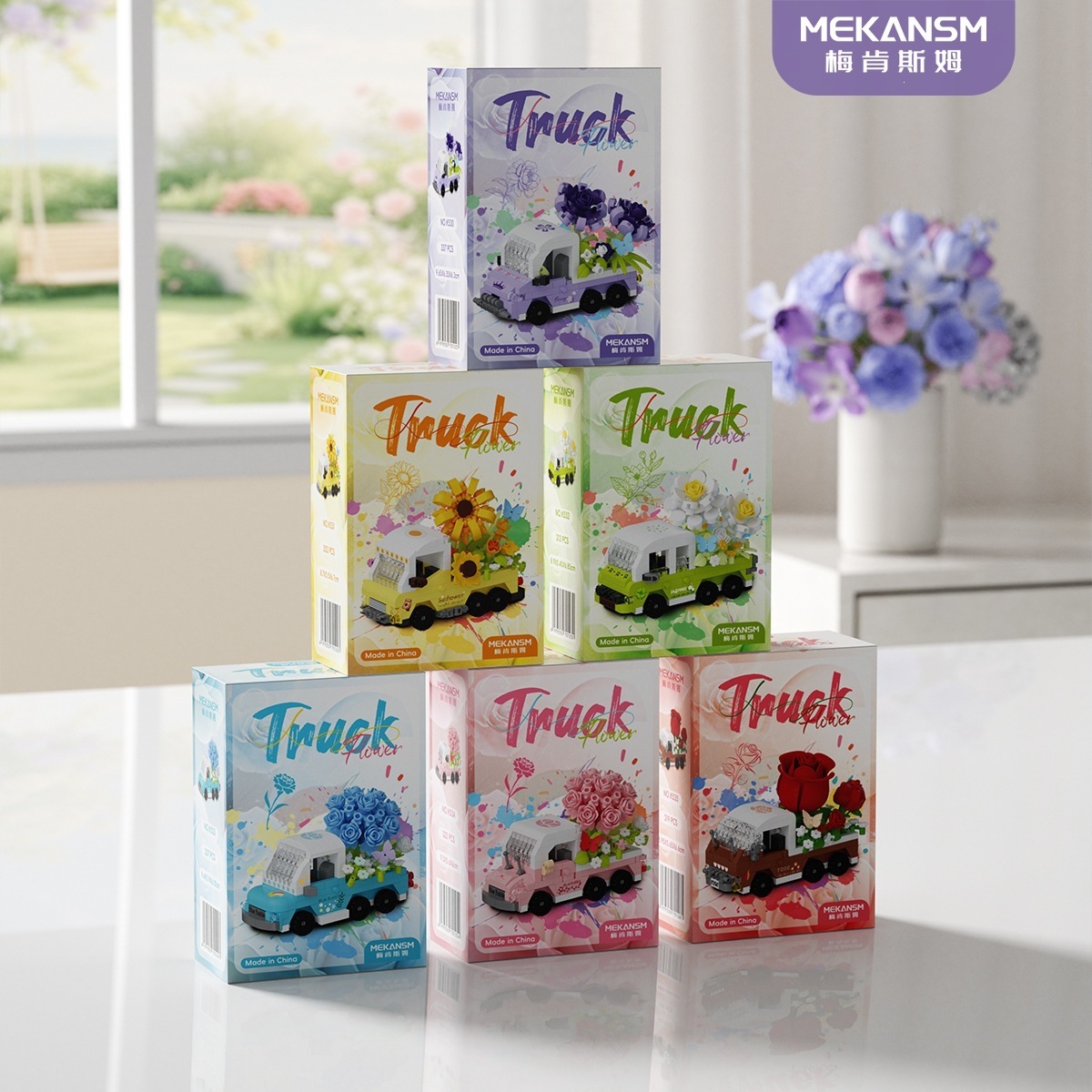 6 coches de flores (cajas de color independientes)