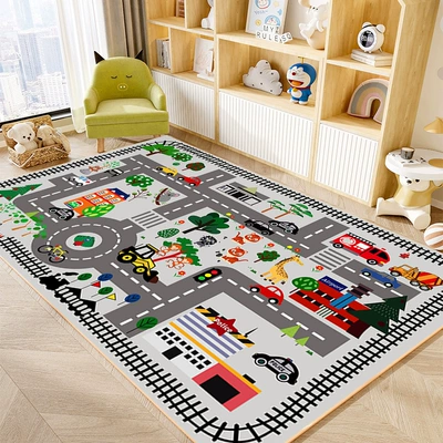 Parking Lot Carpet Kidsren's Crawling — Avtomobil döşəmə paspasları - new-light-color-road-super-soft-anti-slip-crystal-cloud-velvet-80120cmentrance-size