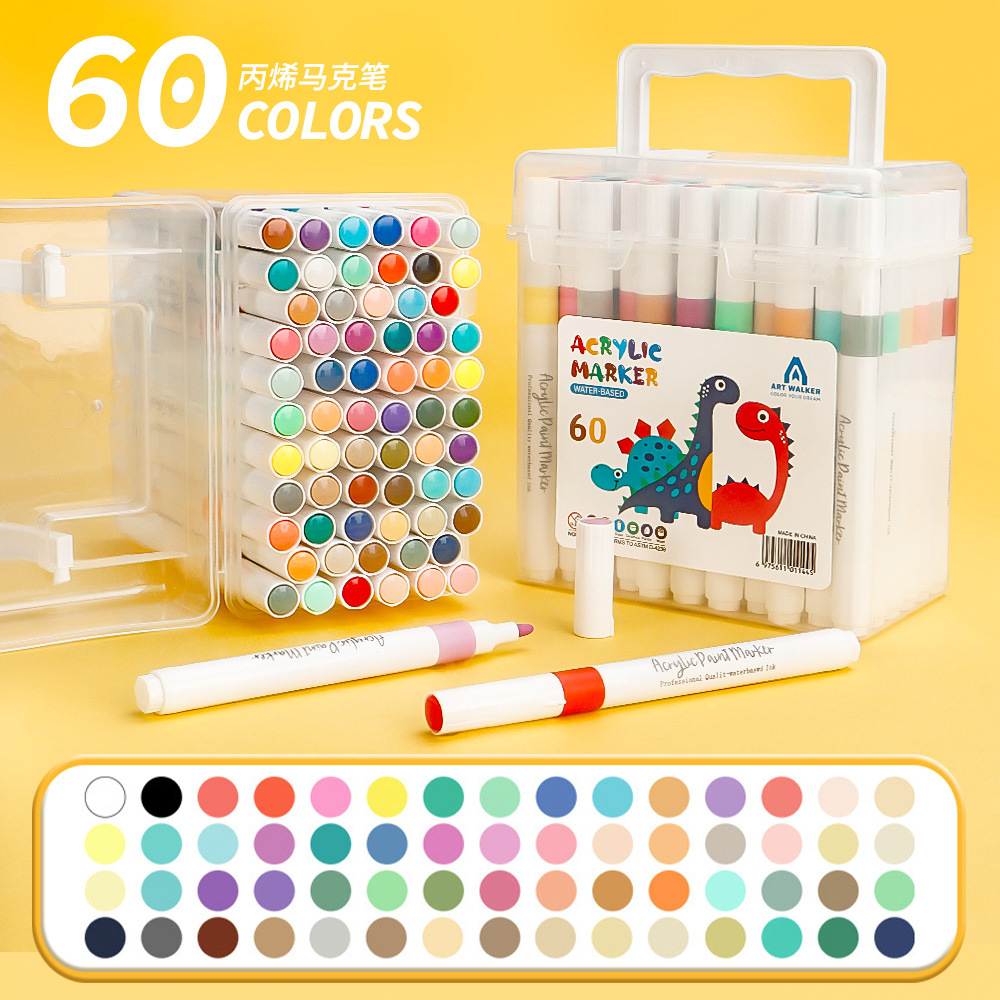 Marcador acrílico multicolor, color apilable, dibujo de graffiti artístico para niños y estudiantes, juego de bolígrafos de color de cabeza dura al por mayor
