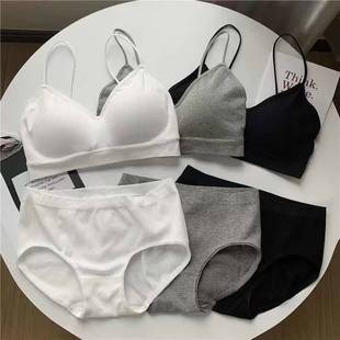 Sexy Underwear Set Women's 2023 New Korean Style Japanese Girl's Sports Underwear Gathered Small Chest Beautiful Back Underwear for Women