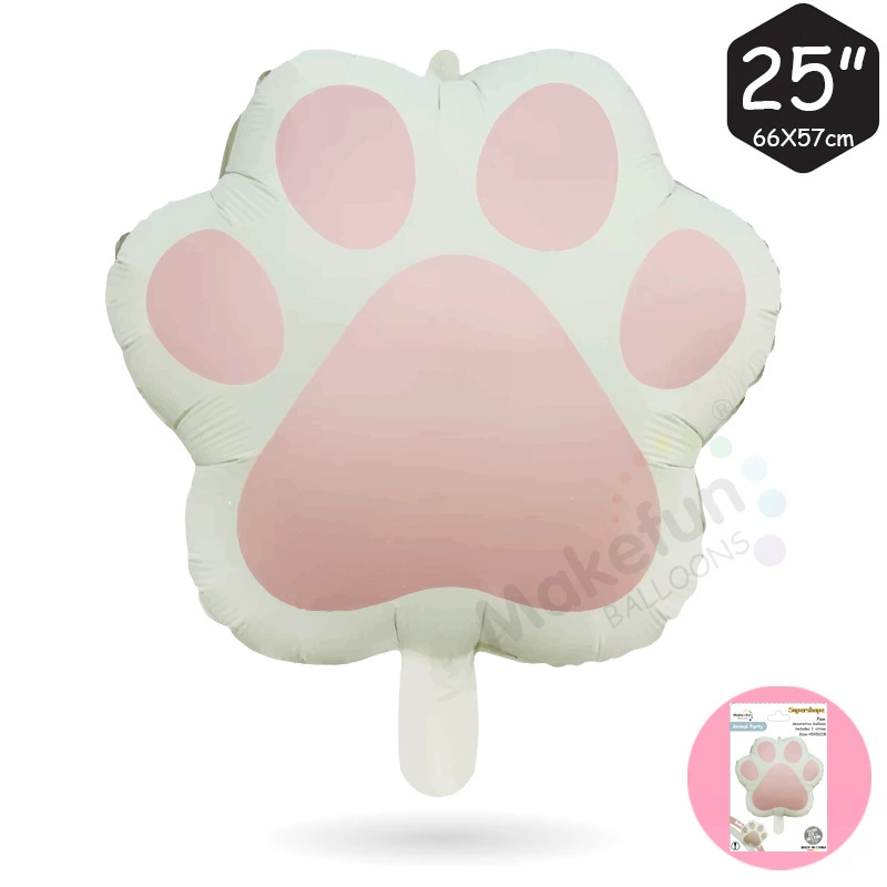 Единая карточка для кошек и собак, украшение для вечеринки с формой лапок животных, фоновый макет, фольгированные алюминиевые шары
