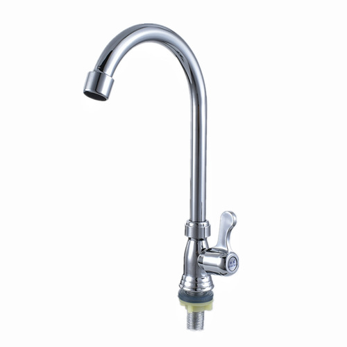 Huangchao zinc alloy vertical single cold water faucet high curved single cold 4-point column basin faucet washbasin faucet