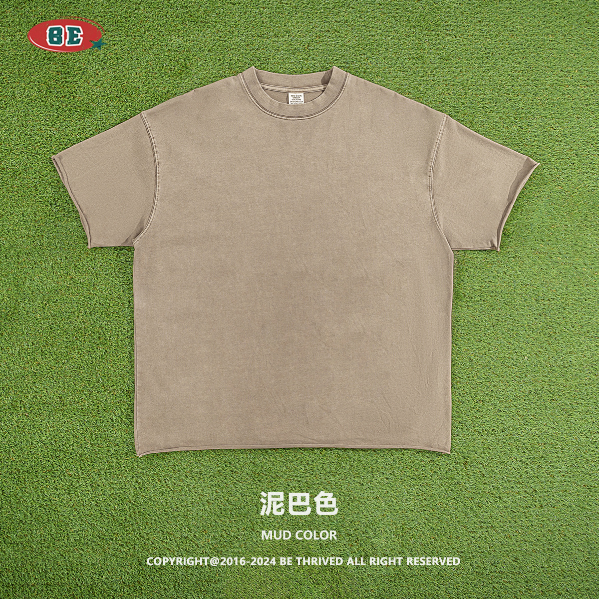 Camiseta de Manga Corta para Hombre, Estilo Americano, Cuello Redondo, Lavada, 310g, Dobladillo Deshilachado, para Parejas, Moderna