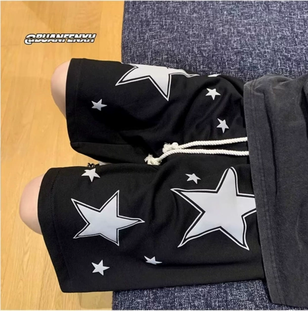 Design summer thin trend shorts for men and women, sports trousers for leisure, American style, print, trend of season, oversize