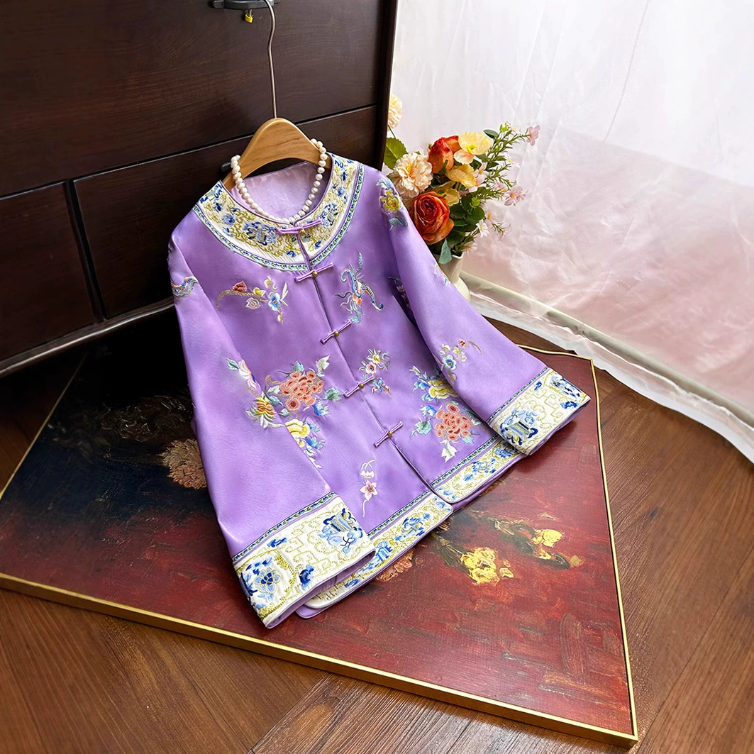 Новая китайская тяжелая промышленная вышивка куртка женская весна 2025 новый ретро национальный стиль