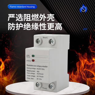 Self-Resetting over and under Voltage Protector Single-Phase Household Voltage and Current Protection Switch 2P63A Automatic Reset Adjustable