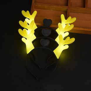 Deer-Themed Concert Support Light with Antlers, Celebrity Merchandise, Glowing Headpiece with Lights, Yellow Flashing Light