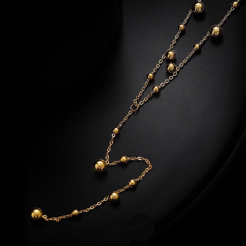 European and American style, simple and high-end 18K gold multi-drop tassel necklace for women, cold style, versatile long clavicle chain