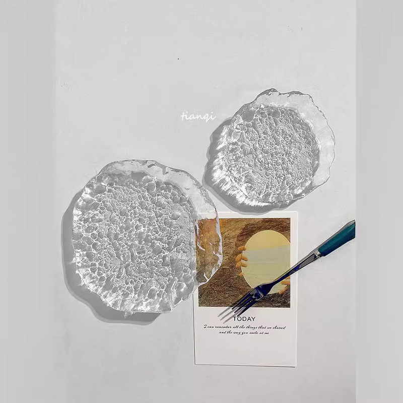 ins Style Glacier Glass Breakfast Dish Fruit Plate Creative Internet Celebrity Sauce Dish Household Dim Sum Western Dish Dish