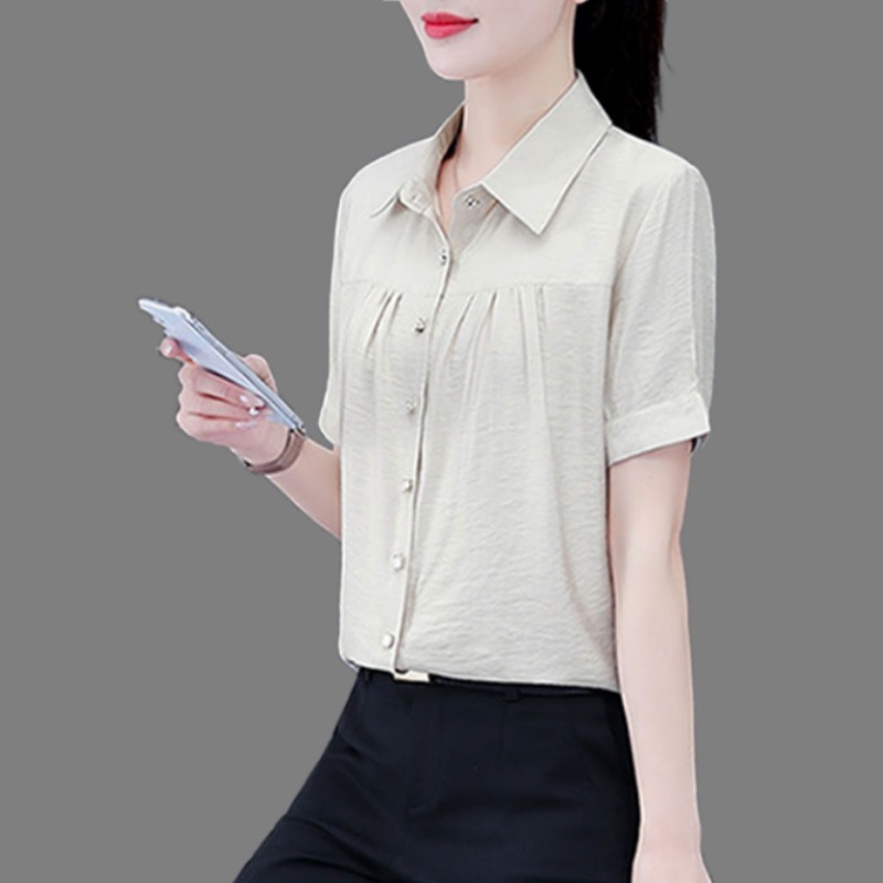 ファッショナブルな女性用半袖シャツ、夏の新しいカジュアルでゆったりとしたお腹カバーシャツ|undefined