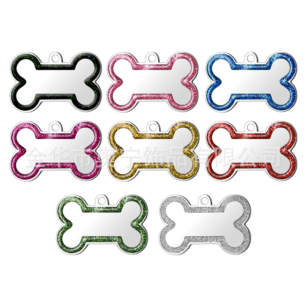Fuente transfronteriza perro anti-perdida tarjeta de perro hueso de acero inoxidable borde de polvo flash tarjeta de mascota tarjeta de metal tarjeta láser