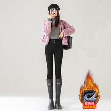 实拍098黑色牛仔裤女小脚裤新款春秋高腰显瘦冬紧身弹力加绒长裤