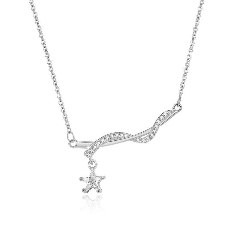 S925 collar de bobinado de estrella de plata esterlina femenino ligero lujo diseño de nicho sentido avanzado 2024 nueva cadena de clavícula de todo fósforo