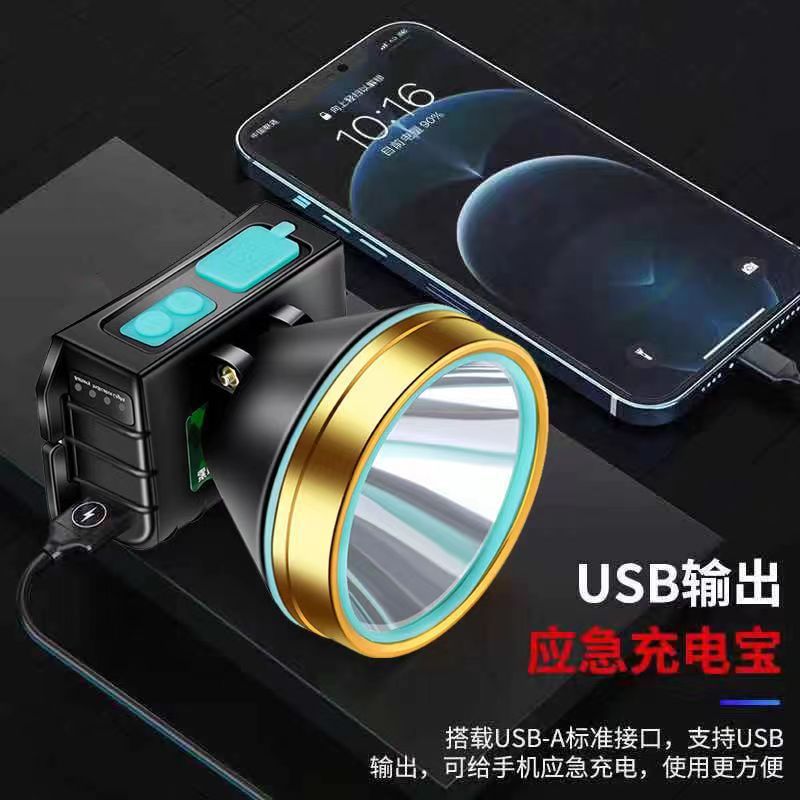 批发夜钓鱼头灯强光充电超亮头戴式超长续航手电筒矿灯轻小号