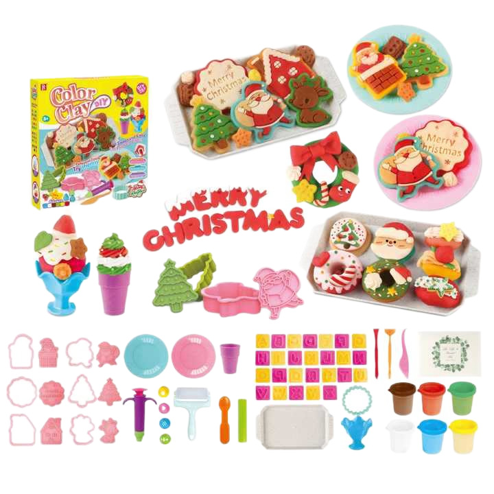 Amazon juguetes de Navidad barro de cristal barro de color galletas de letras molde conjunto de barro de goma transfronterizo regalos para niños