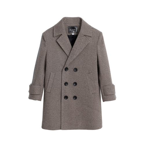 Boys' quilted woolen coat  winter children's fashion thickened woolen windbreaker medium and large children's performance clothing jacket