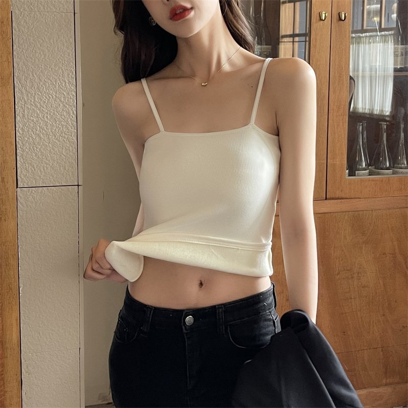 Warm Camisole for Women to Wear under a Suit, New Autumn and Winter Style, Off-The-Shoulder Sleeveless Slim-Fit Thermal Vest for Women