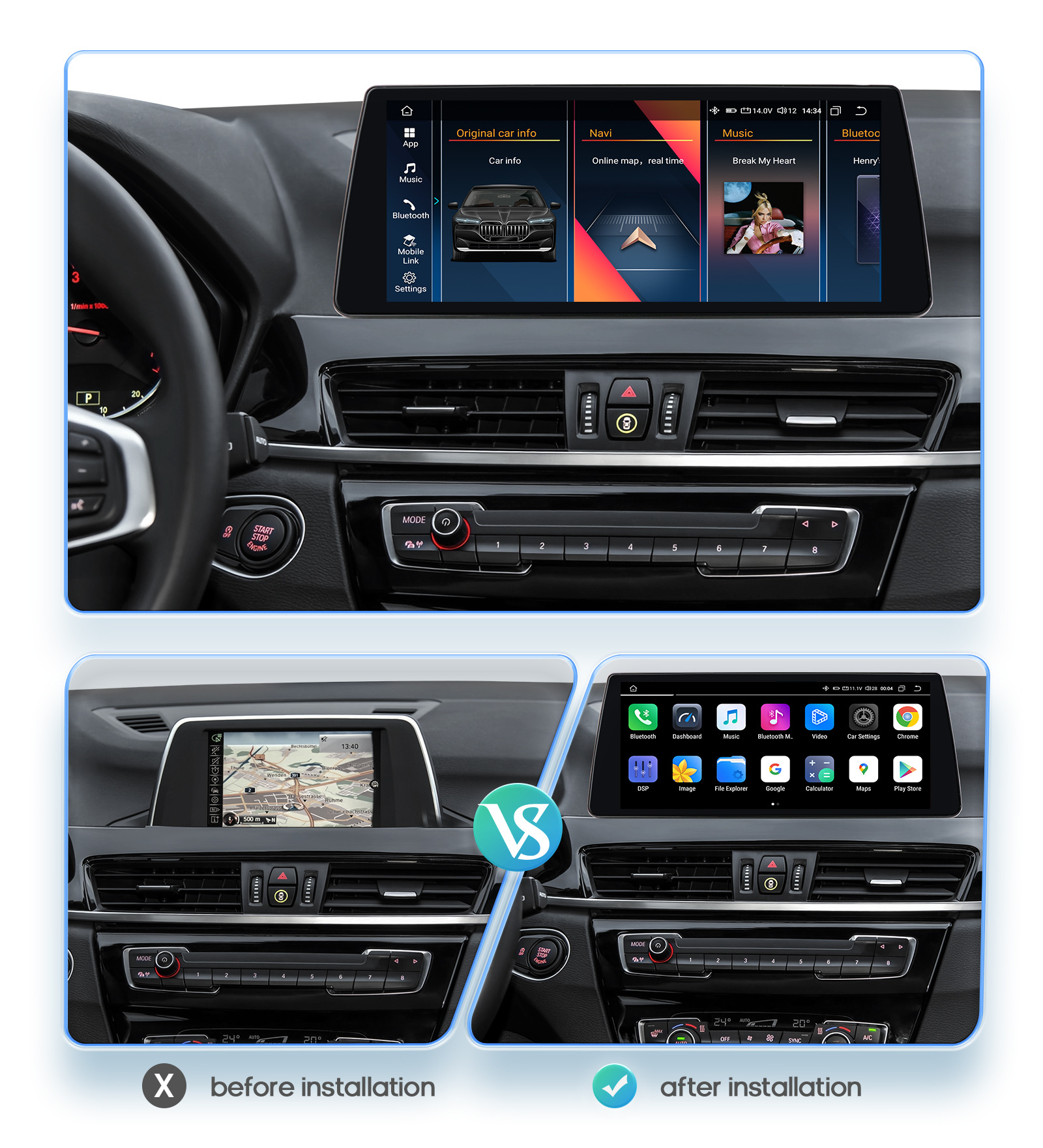 Suitable for BMW X1 F48 Android large screen 16-17 car central control navigator Bluetooth wireless carplay