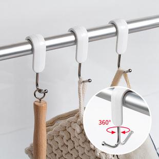 Japanese-style stainless steel S-shaped hook kitchen bathroom crossbar non-slip buckle row hook rotatable S-hook coat hat bag hook