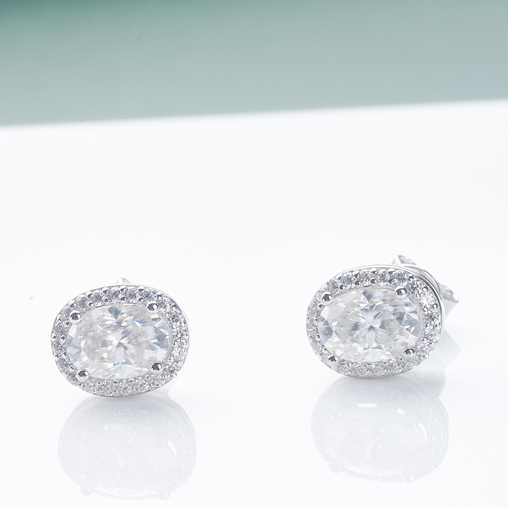 Princesa de plata esterlina 1 / 2 quilates suministro de fábrica de orejetos de piedra de mozanita cuadrados de plata esterlina fuente de orejetos