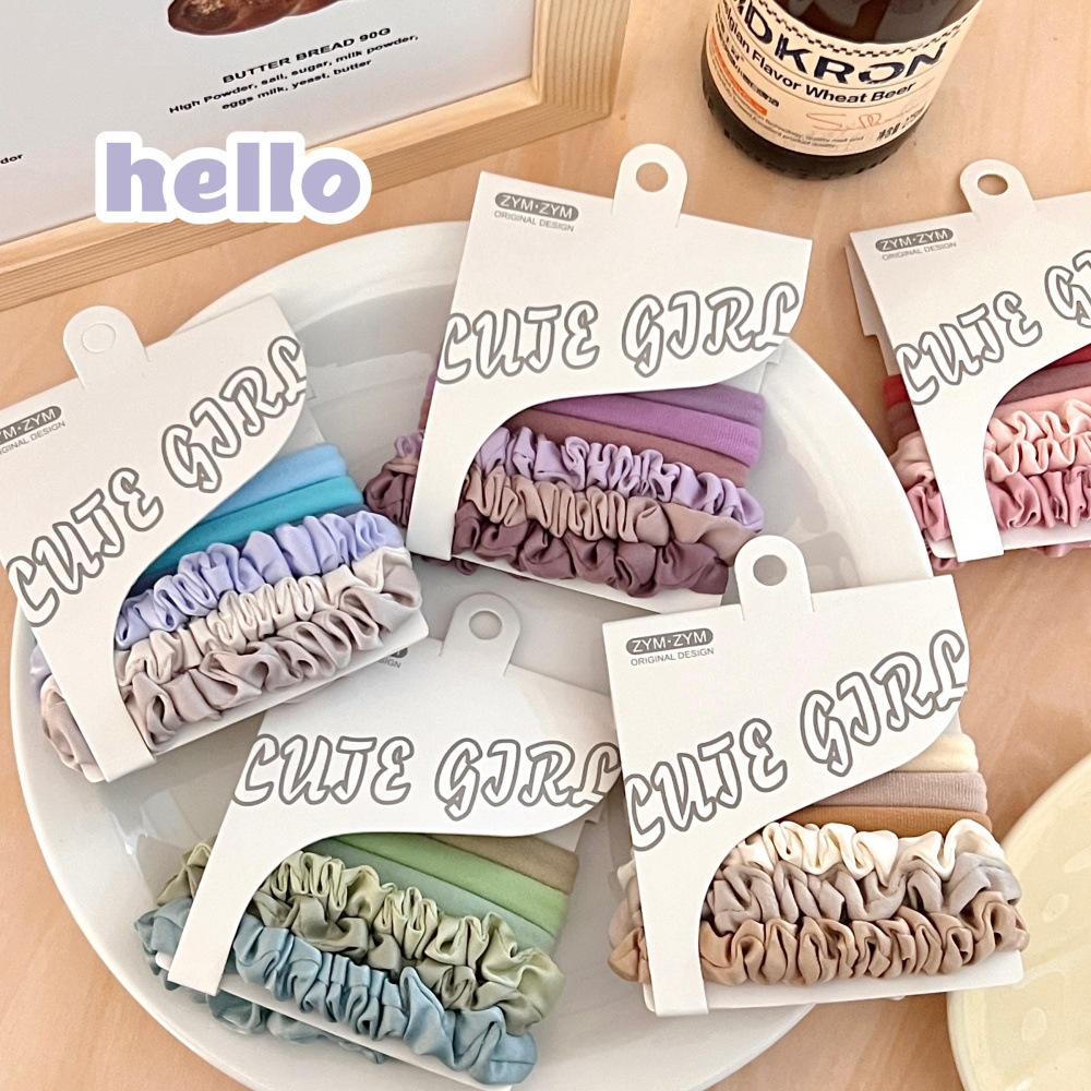 Coreano simple intestino delgado anillo de cabello toallas anillo suave conjunto de tocado de cabello de juventud de moda de alta calidad cuerda de cabello