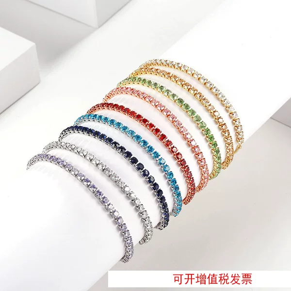Japanese and Korean fashion shiny crystal push-pull bracelet ladies Golden full diamond single row bracelet Net red bracelet factory wholesale