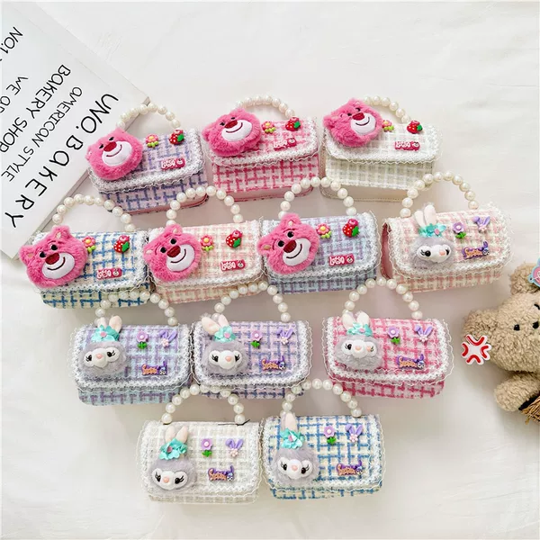 New Western style Princess Pearl portable coin purse fashion chain children's shoulder bag cartoon cute change pouch