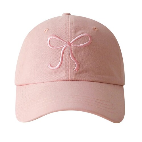 Chic sweet and cute bow pink baseball cap for women soft brim duckbill hat romantic Korean hat ins style