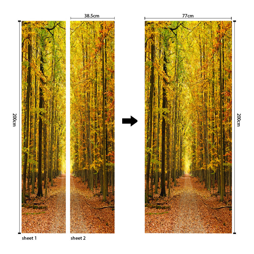 Pegatinas para puertas 3D respetuosas con el medio ambiente, autoadhesivos, fabricantes de origen al por mayor, patrones populares transfronterizos de alta definición, adhesivos para puertas impermeables, a prueba de aceite y antiincrustantes