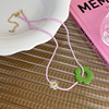 Cute acrylic fashionable necklace from pearl, chain for key bag , flowered