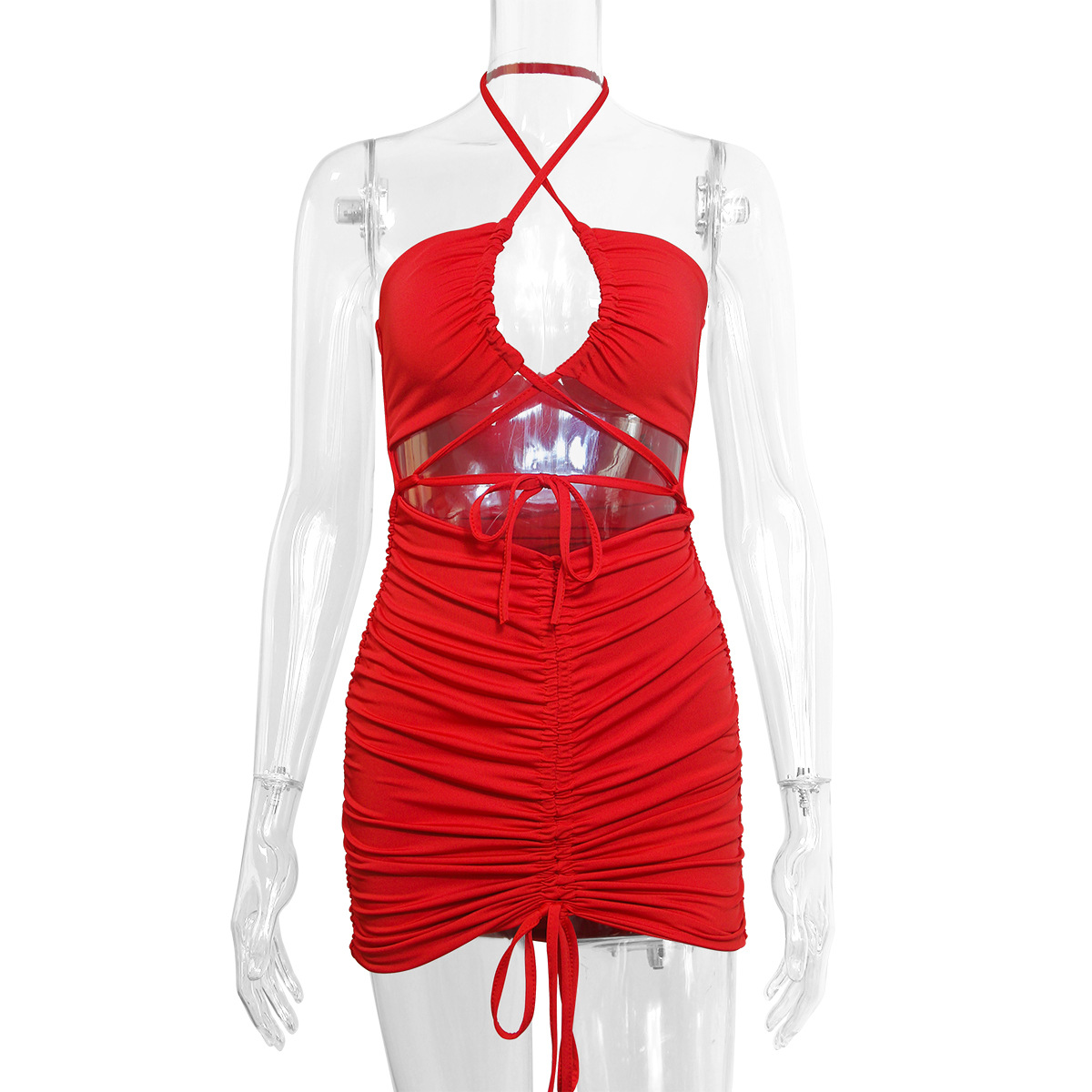 263g Weight Short Mini Dress Dress Length Type Sleeveless Sleeve Length Sheath Dress Dresses Type Spandex, Polyester Fabric Type Mid Waist Waist Line Holiday, Nightclub Occasion Halter Neck Neckline Skinny Fit Type Solid Color Pattern Summer, Spring Season Women's Gender Sexy Style Wholesale Women's Sexy Solid Color Holiday Nightclub Halter Neck Sleeveless Sheath Dress 13