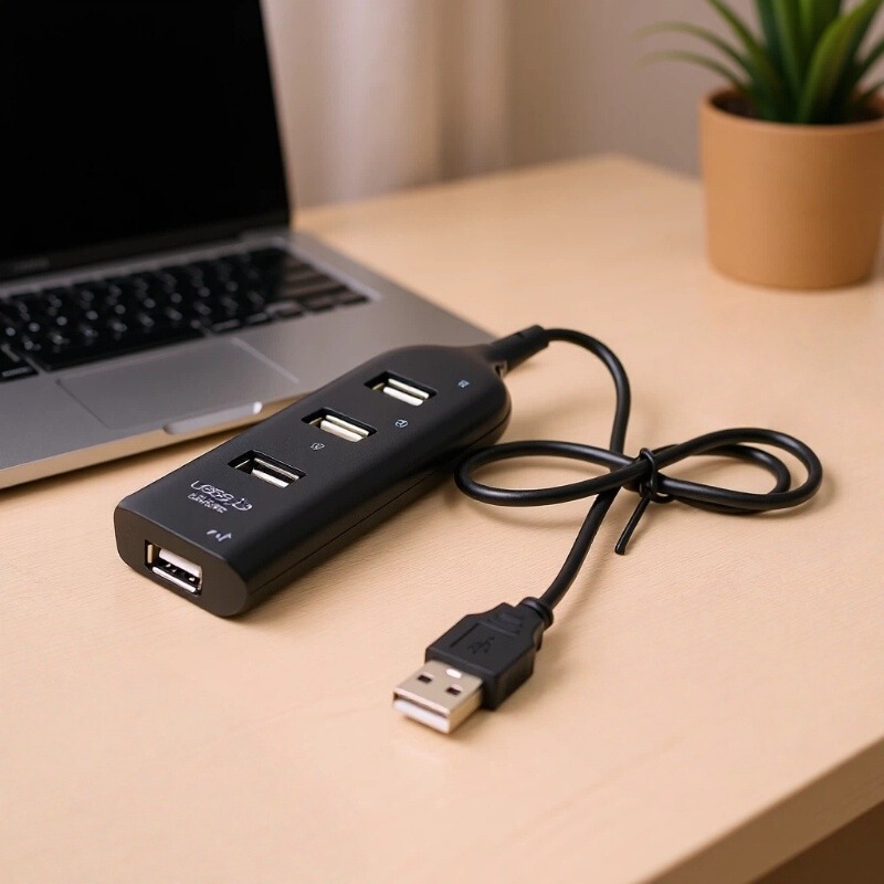 USB 2.0 4-Port Hub, Mini Portable Splitter, Laptop Docking Station, Multi-Interface Hub