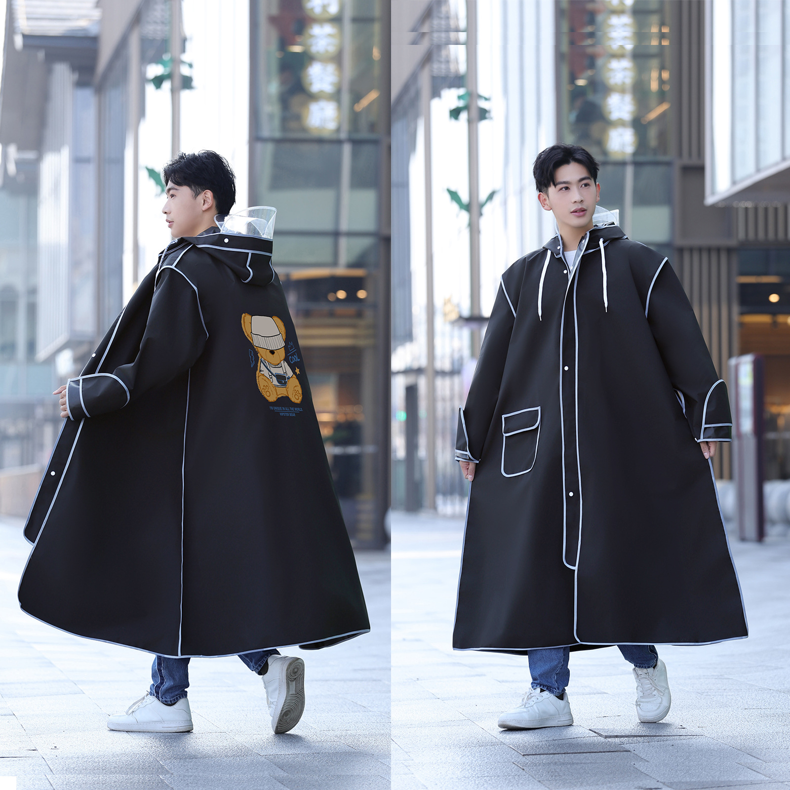 Impermeable adulto hombres y mujeres guantes de moda a prueba de lluvia montando bicicleta de coche eléctrico Cuatro en Uno impermeable de senderismo