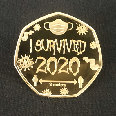 抗击疫情ISURVIVED2020 纪念币 2020我生存纪念  Lucky幸存者硬币