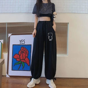 Summer New Japanese ins Sports Pants for Children and Students Loose Slimming All-match High Waist Casual Bloomers Trendy