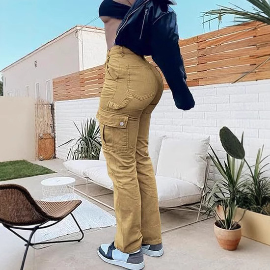 Nuevos monos transfronterizos para mujer, pantalones casuales de cintura alta, pantalones de trabajo, pantalones de pierna recta sueltos, pantalones casuales