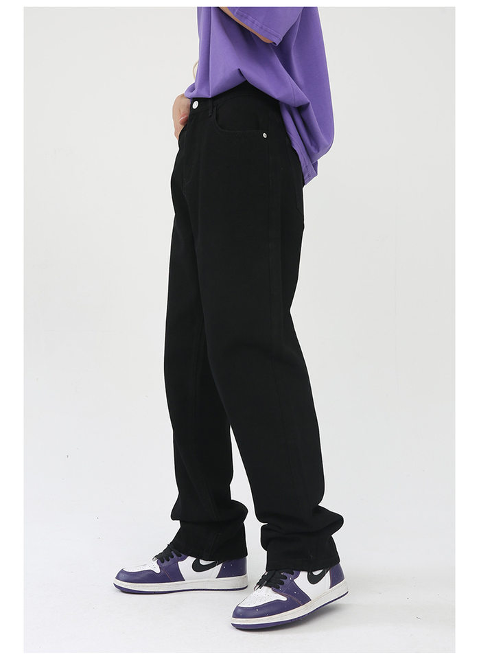 Quần jean nam ống rộng phong cách Hàn Quốc, quần dài denim thoải mái dễ phối đồ — Màu trắng, Màu vàng bùn, Màu đen, Xanh denim chi tiết 14