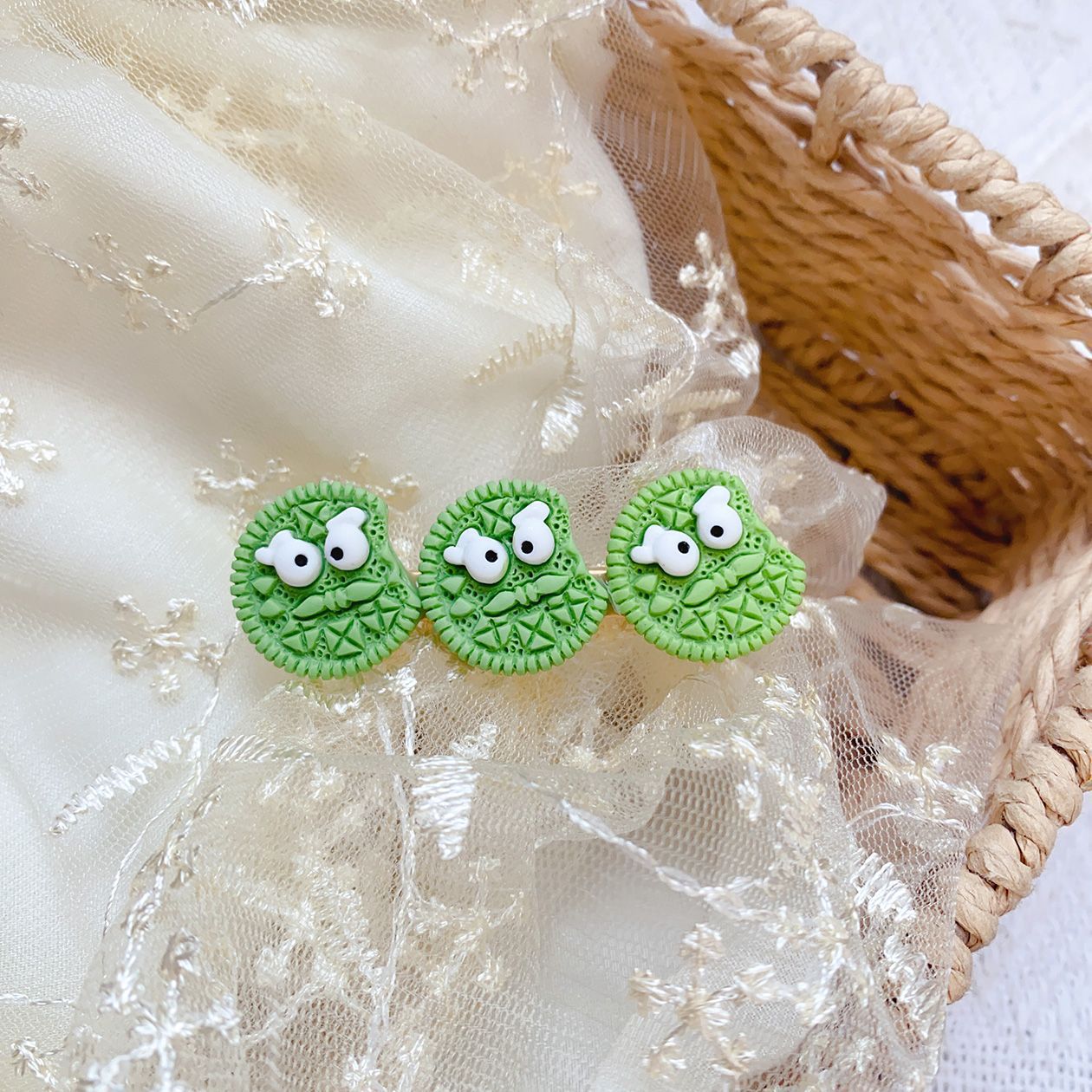 녹색 쿠키 머리핀