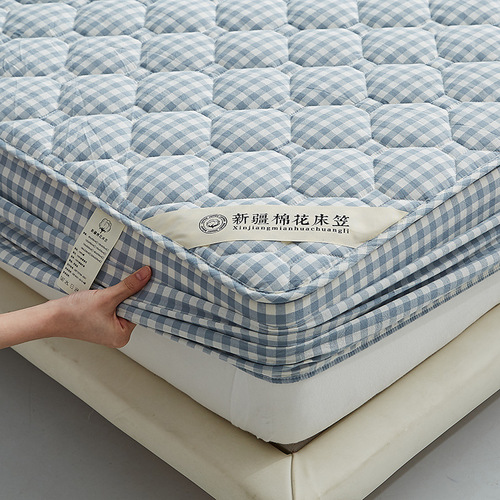 Washed cotton fitted sheet three-piece pillowcase cotton quilted thickened home bed cover protective cover Simmons full surround