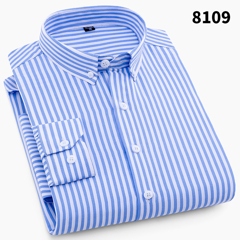 2025 Camisa de solapa de hombre de moda nueva transfronteriza Camisa de hombre de comercio exterior casual de negocios de rayas verticales frescas