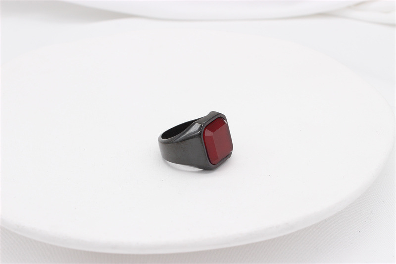 21g Weight Artificial Gemstones Inlay Material Rings Classification 1 Piece Quantity Holiday, Banquet Occasion Titanium Steel Material Square Pattern Men's Gender Inlay Design Simple Style Style Simple Style Square Titanium Steel Inlay Artificial Gemstones Men's Rings 6