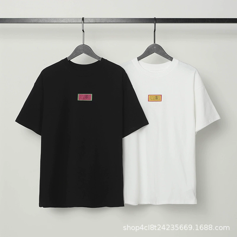 Трендовая футболка с круглыми воротниками Maison Margiela 25SS с цифровым узором, короткие рукава, для мужчин и женщин