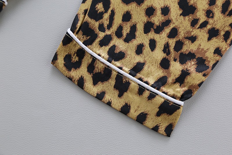 Leopard Print Short Sleeve Ice Silk Pajama Set For Kids_voghion.com