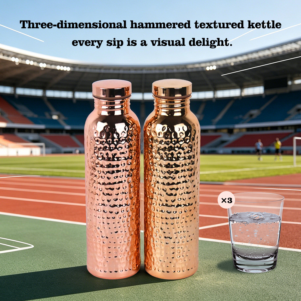 Ayurvedic viaje hervidor de agua fría de grado alimenticio taza de agua deportiva portátil al aire libre taza de cobre se puede personalizar