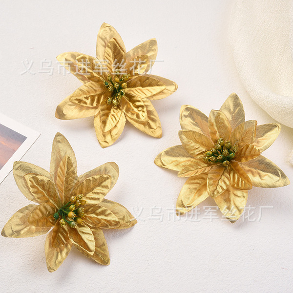 Realistic red golden Christmas decorations
